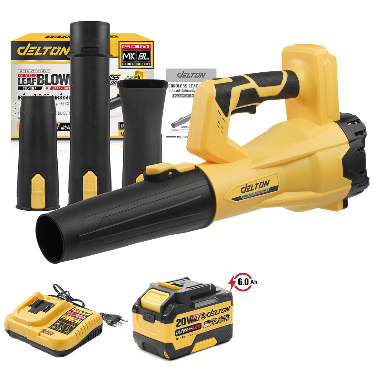 เครื่องเป่าใบไม้ไร้สาย (พร้อมแบตเตอรี่) DELTON รุ่น CBL-119LF ULTRAFLEX 20V 6AH_1